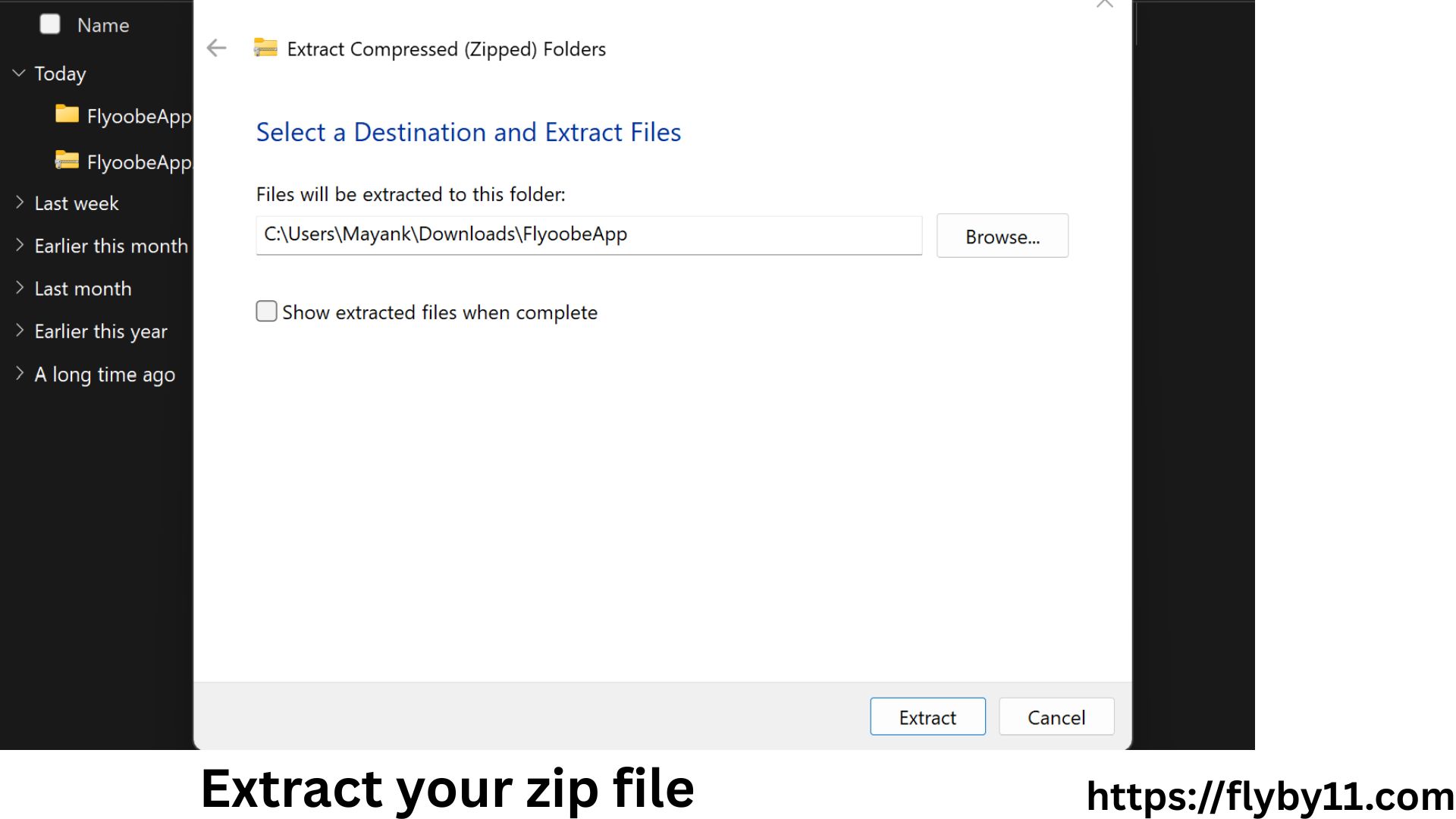 Extract Flyoobe Zip File