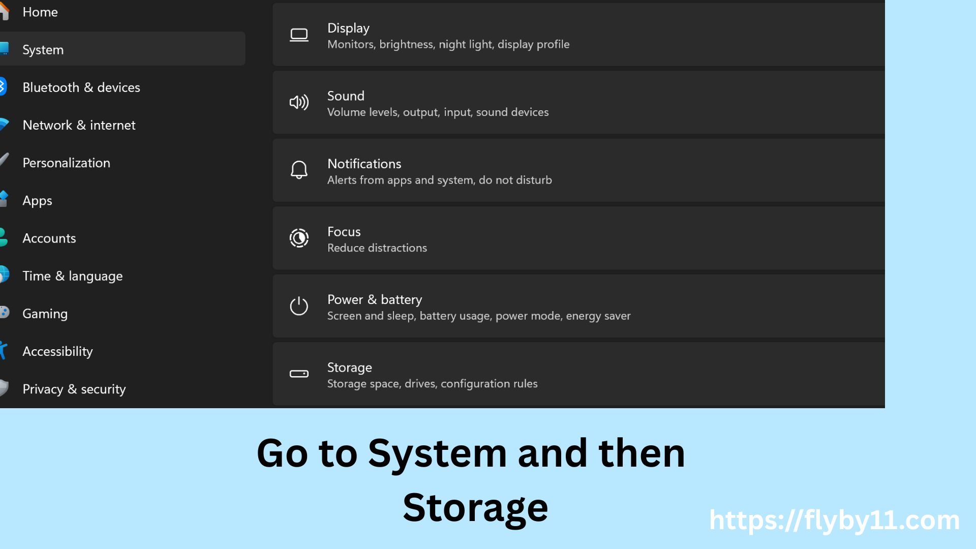 Go to System and Storage