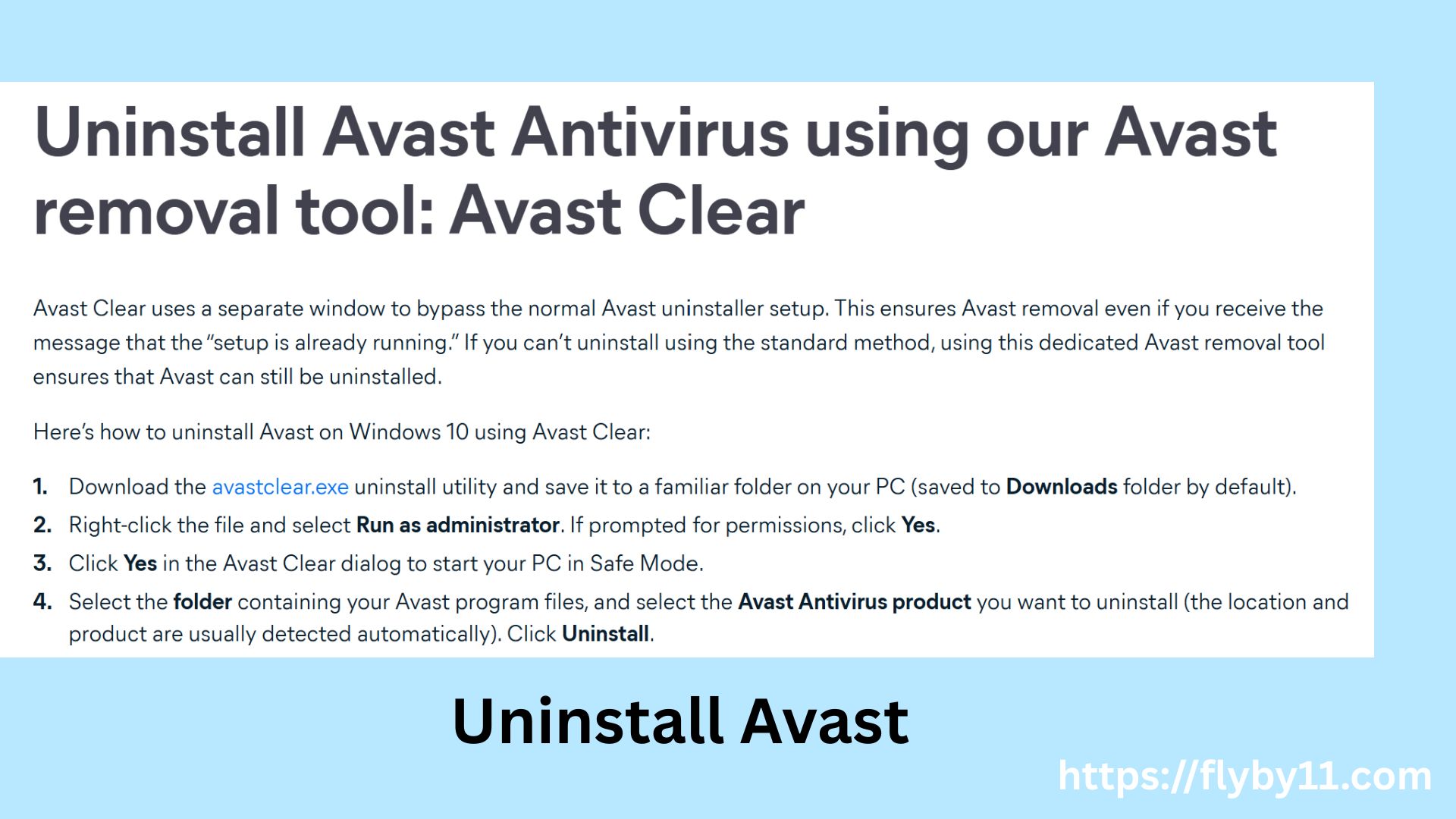 Avast uninstall utility