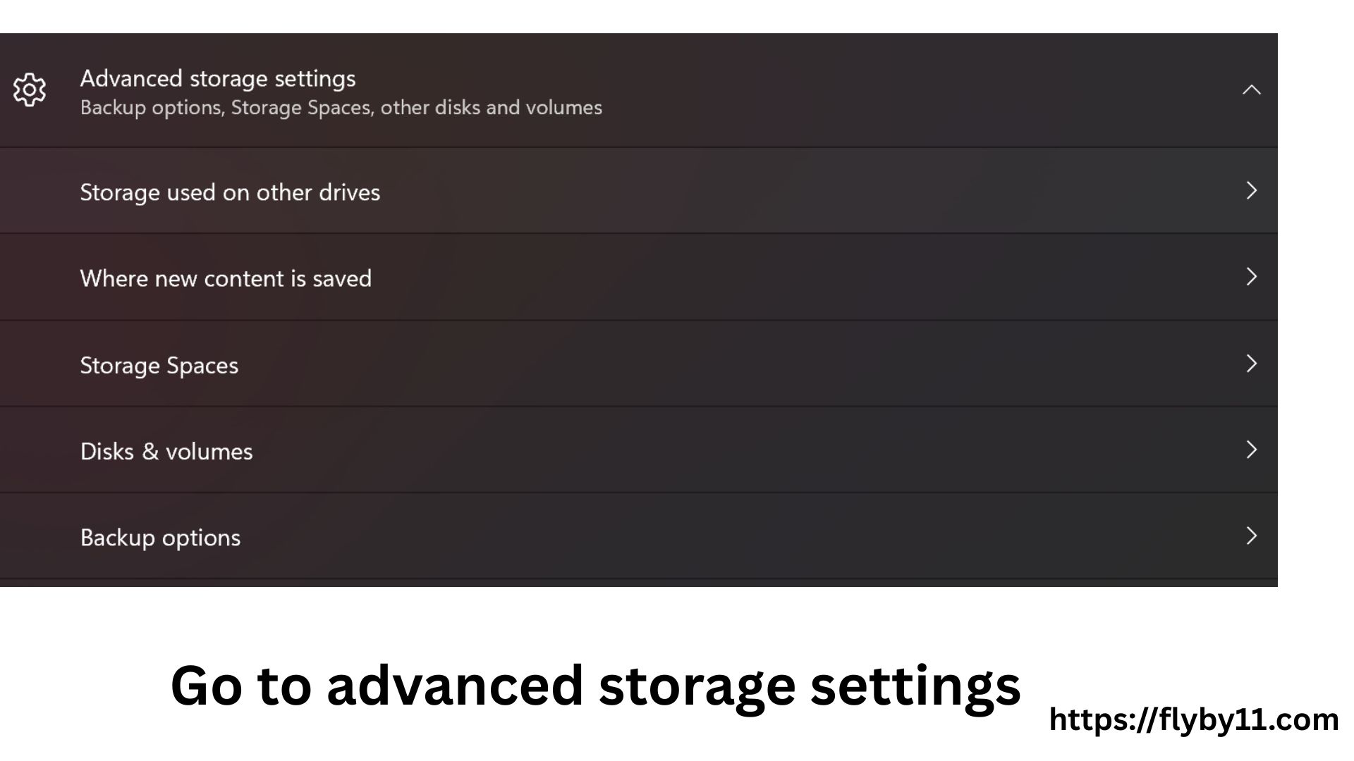 Advanced Storage settings