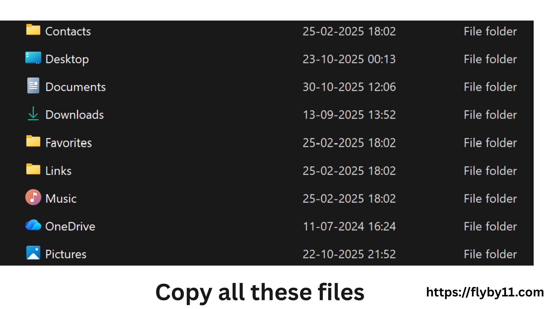 Copy all these folders to backup drive