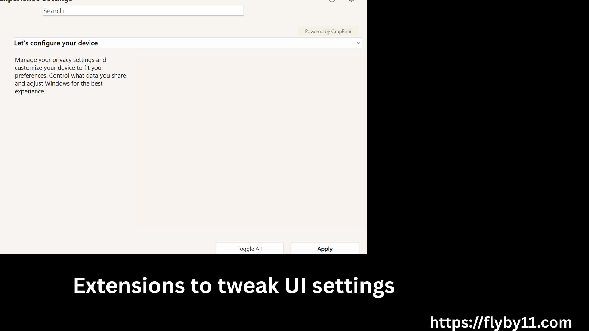 Extensions to tweak UI settings