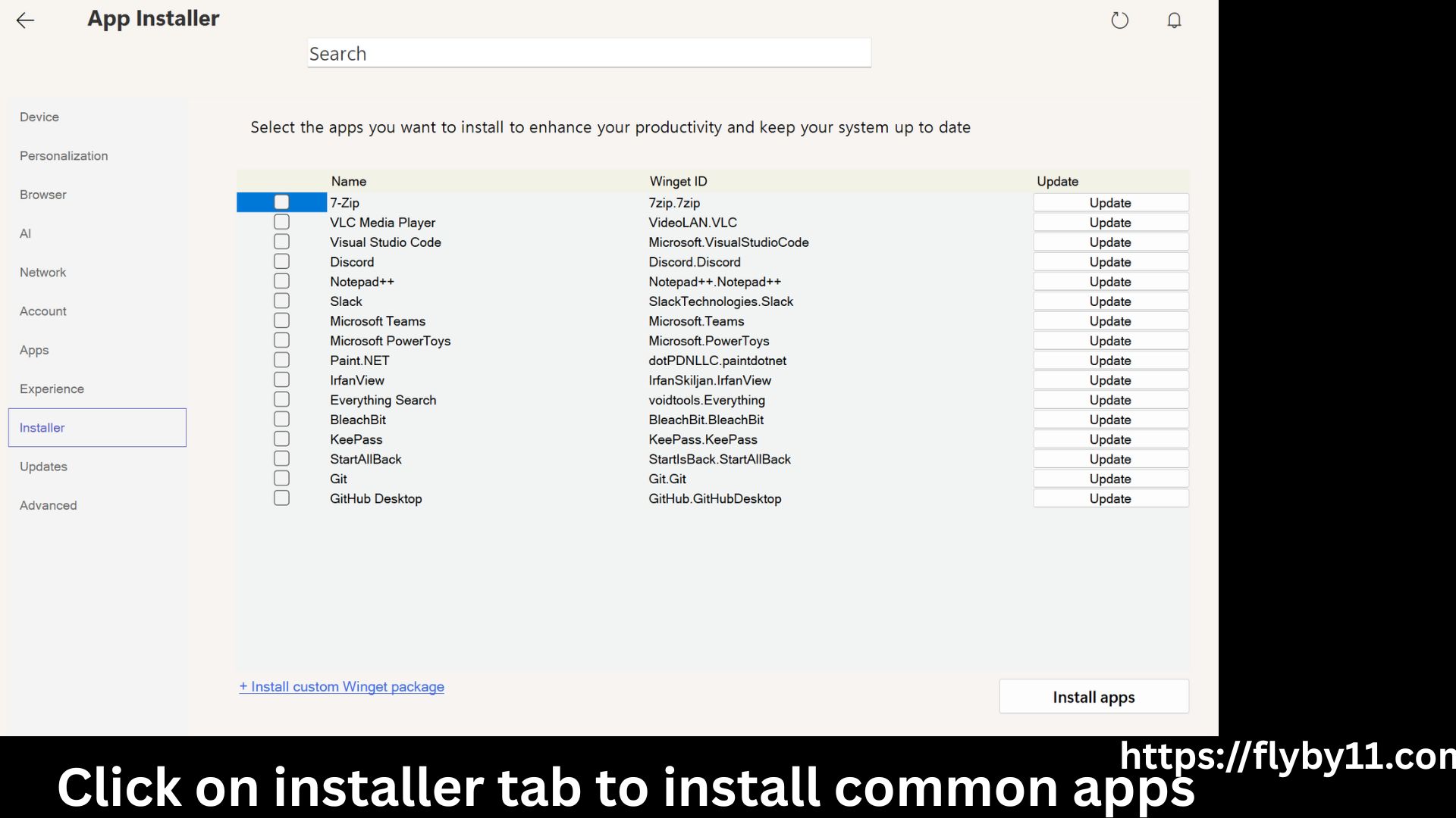 Flyoobe Installer Tab