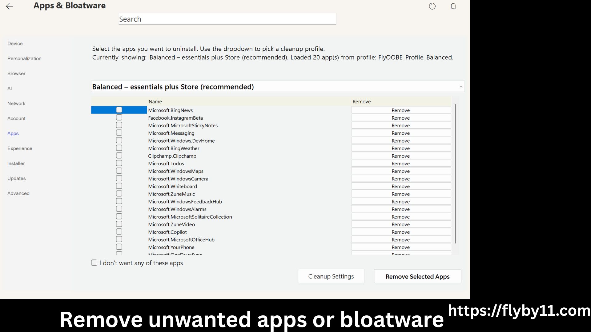 Remove unwanted apps and bloatware