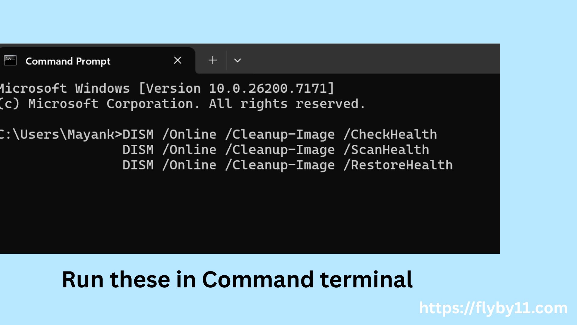 Run DISM commands in terminal
