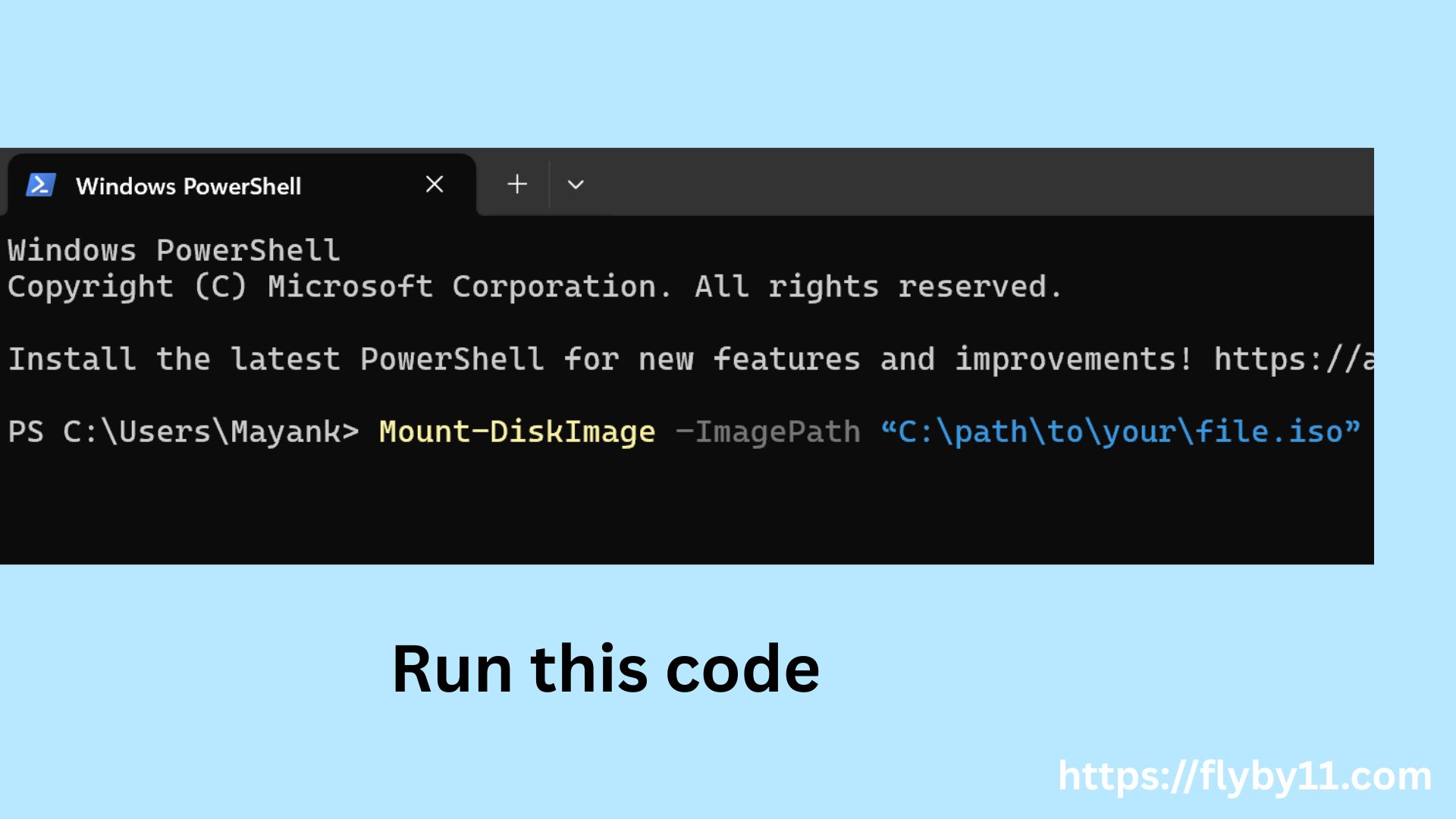Run Mount-DiskImage command