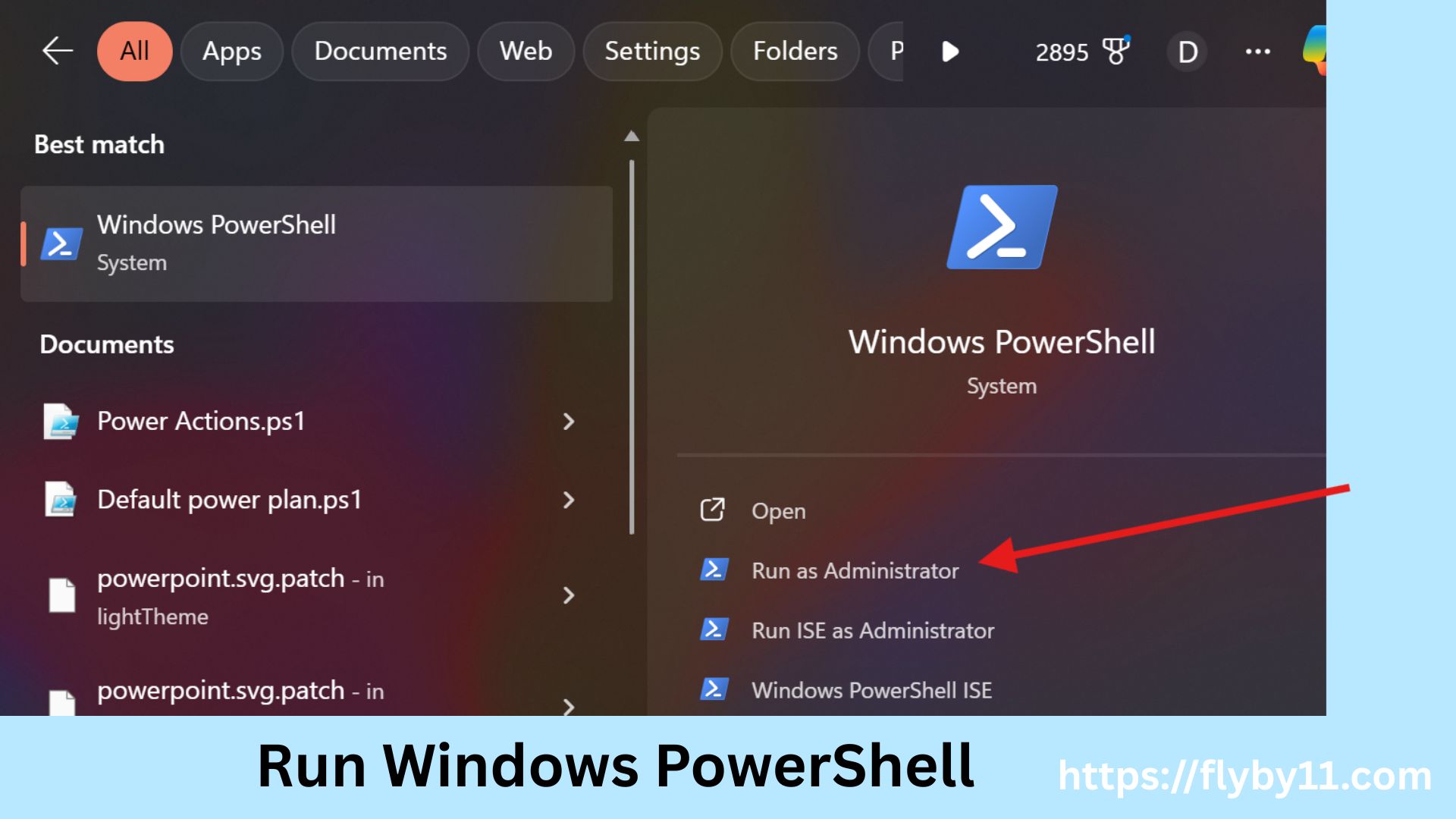 Run Windows PowerShell as admin