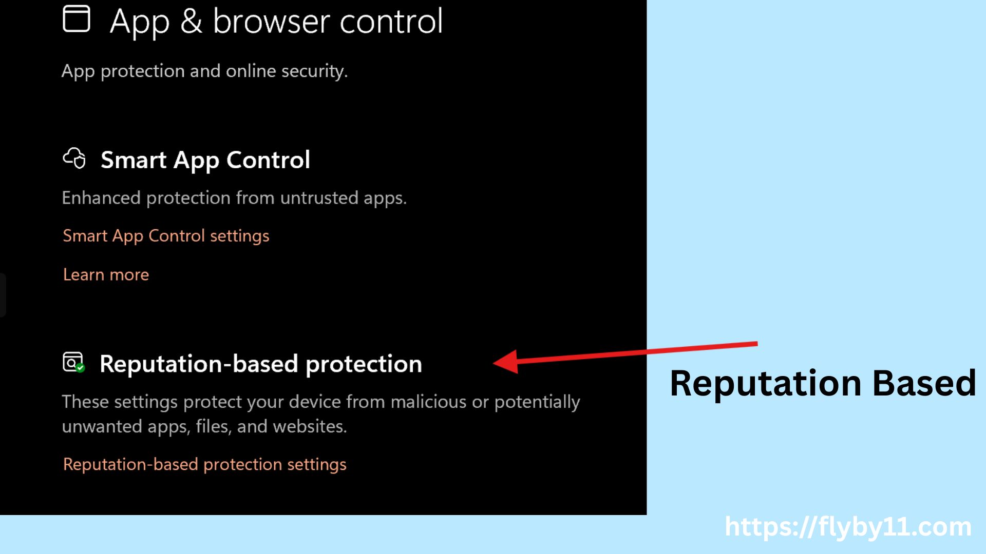 Reputation based protection settings